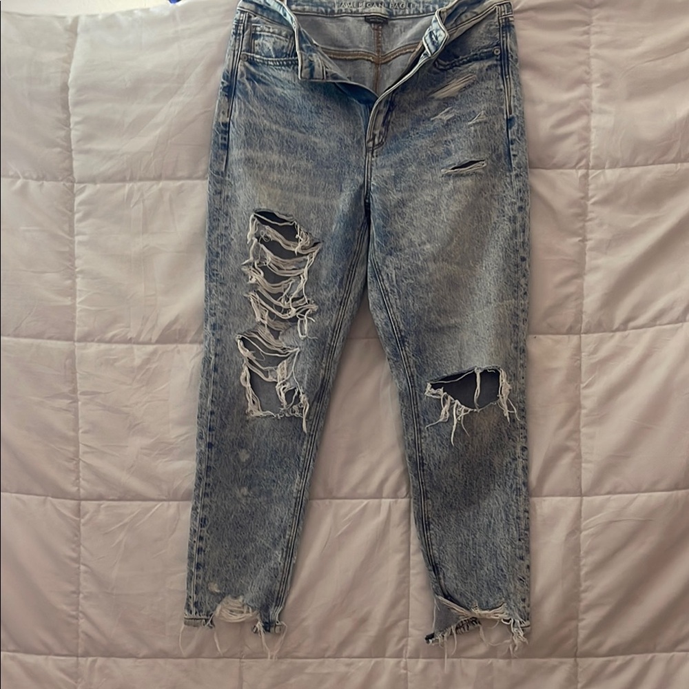 Distressed Blue Jeans